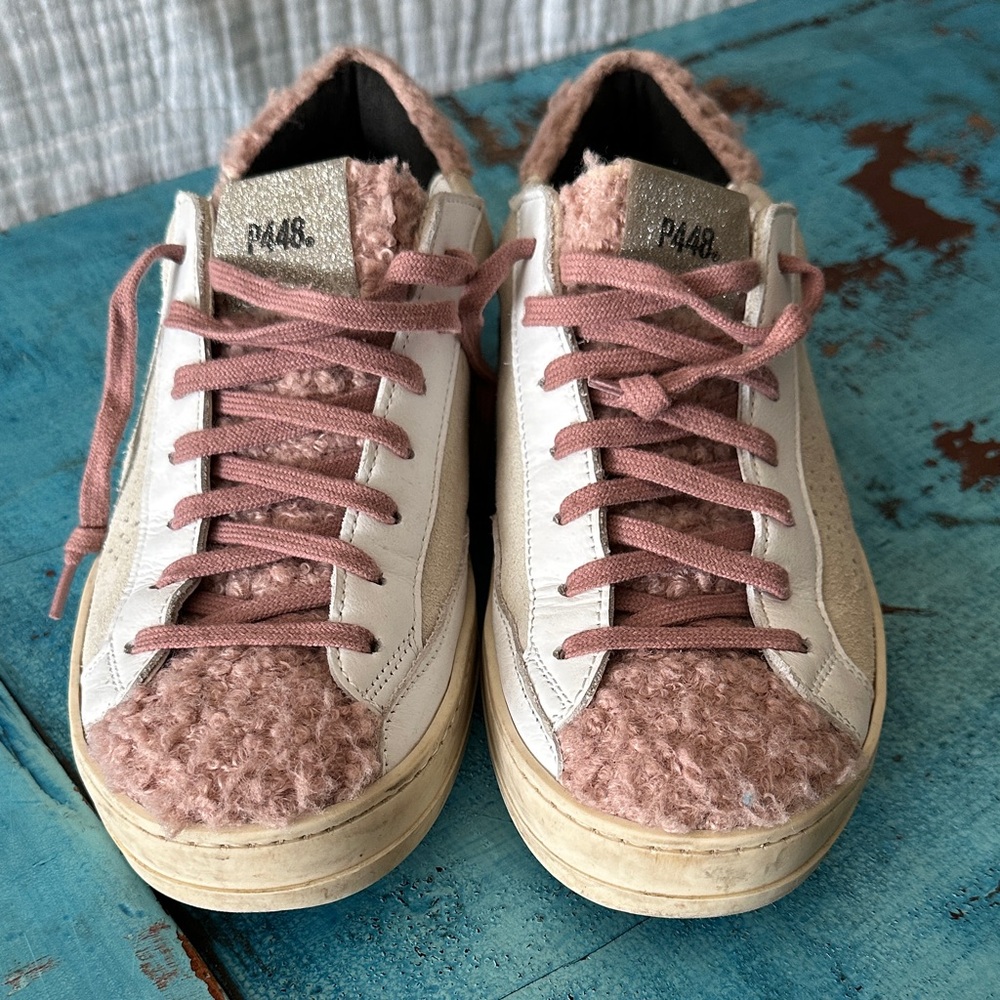 P448 Women's Blush and Cream Textured Sneakers